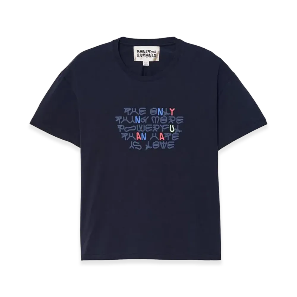 ZARA x Bad Bunny Benito Antonio Cropped Fit Text Tee "Navy Blue"