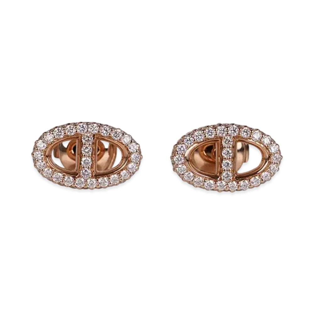 Hermes New Farandole Diamond Earrings "Pink Gold"