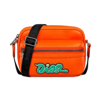 Dior x KAWS Mini Rider 2.0 Zipped Messenger Bag Grained Calfskin "Vermilion Red/Green/Black"