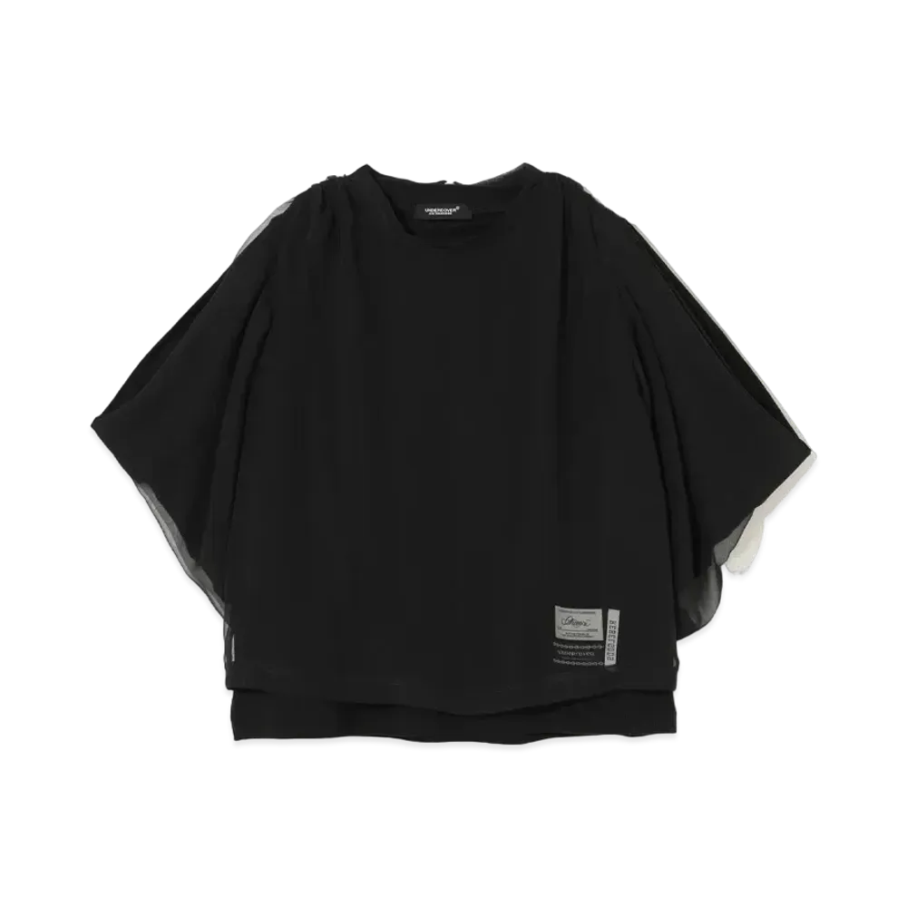 UNDERCOVER Georgette Overlaid Cotton Pullover "Black"