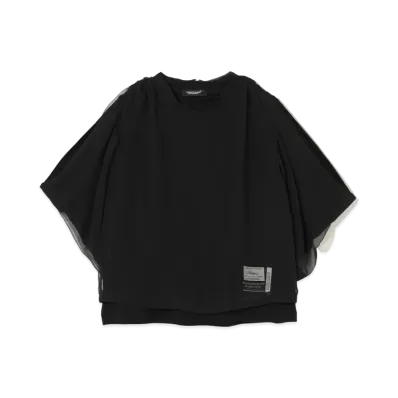 UNDERCOVER Georgette Overlaid Cotton Pullover "Black"