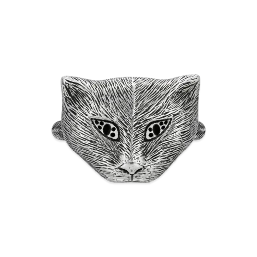 GUCCI Garden Series Cat Head Silver Ring "Silver"