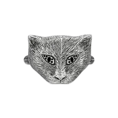 GUCCI Garden Series Cat Head Silver Ring "Silver"