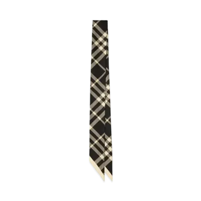 Burberry Skinny Check Silk Scarf "Black/Calico"
