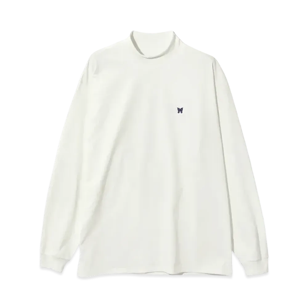NEEDLES L/S Mock Neck Tee - Poly Jersey "White"