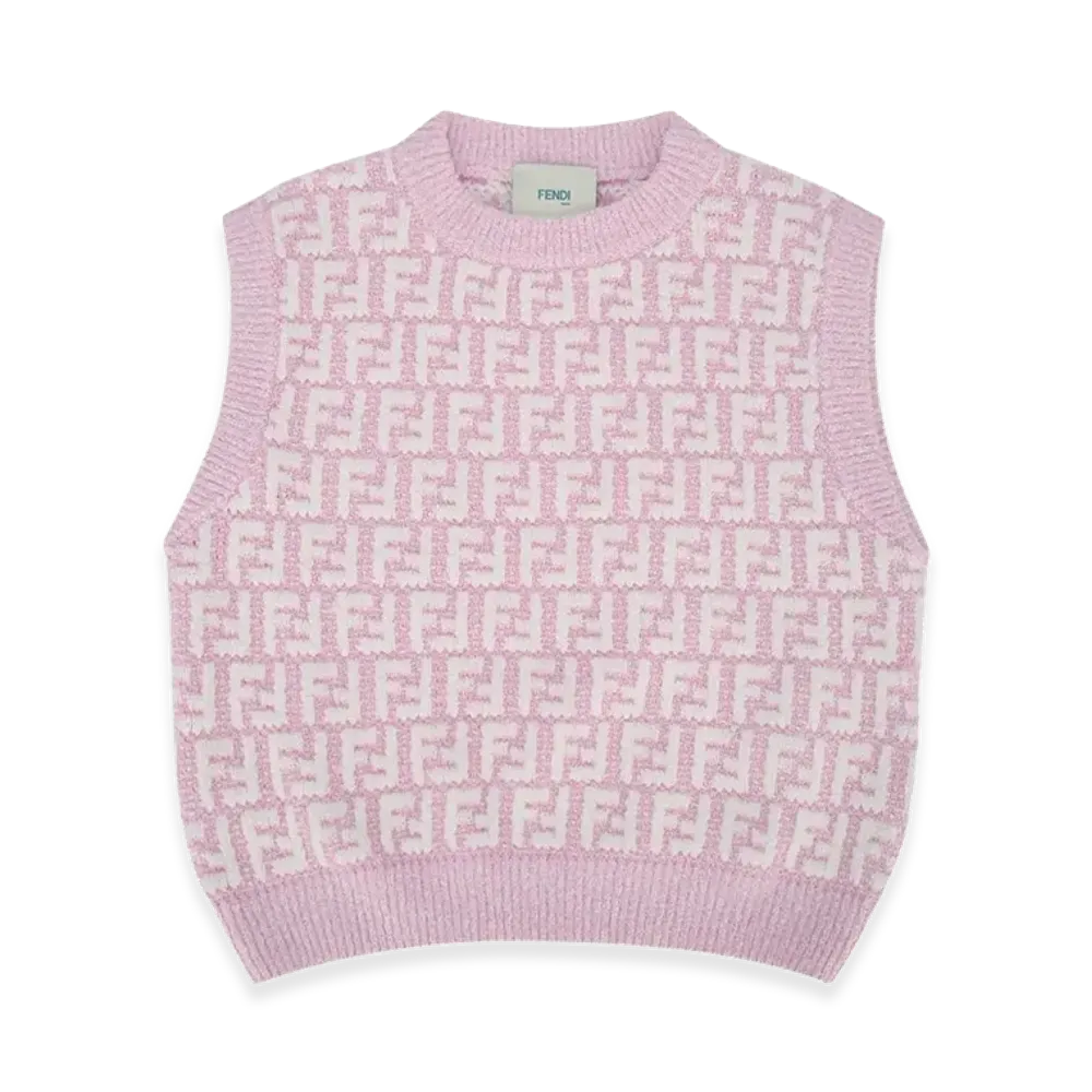FENDI Kids FF Viscose Knit Vest "Pink"