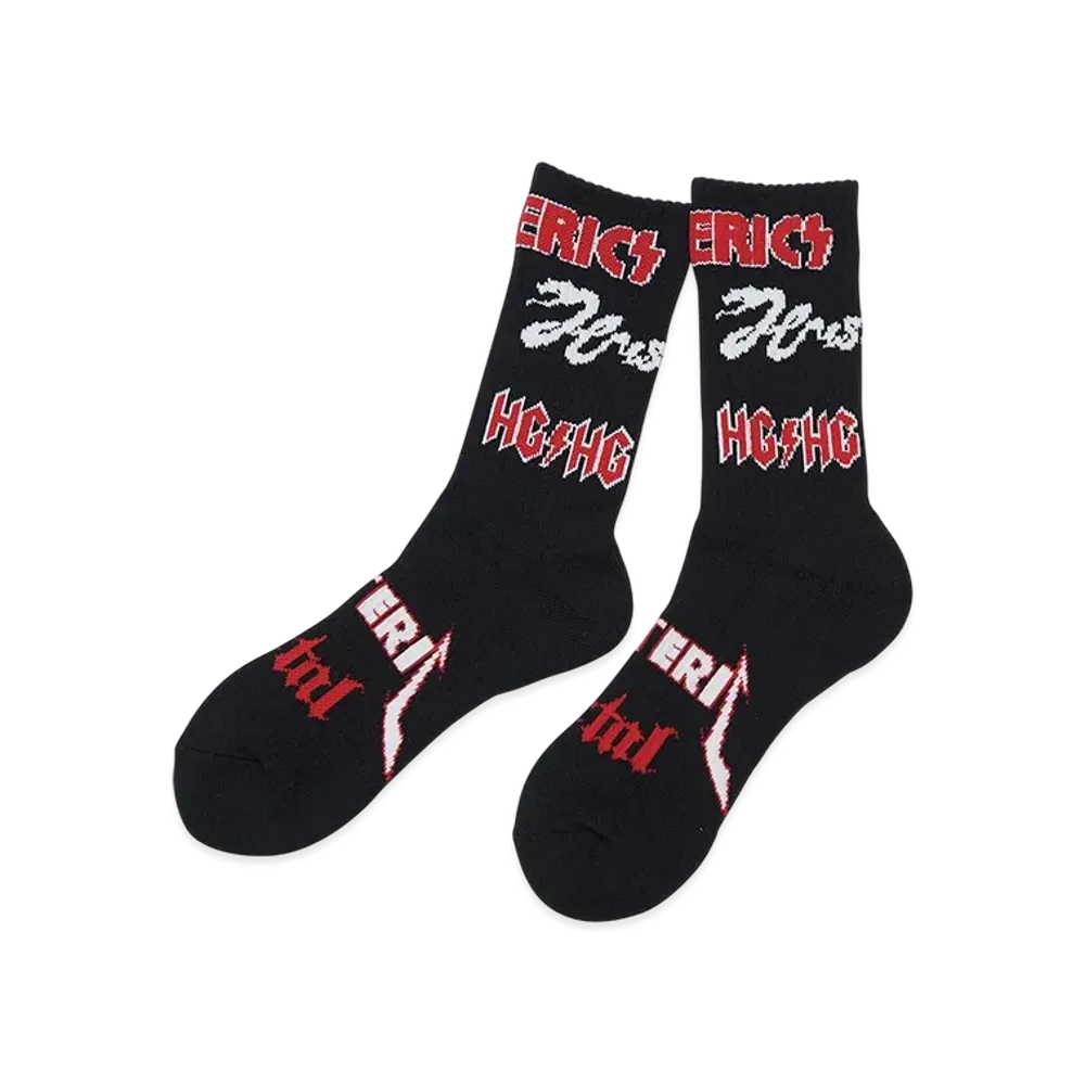 HYSTERIC GLAMOUR METAL LOGO Pattern Sports Socks "Black"