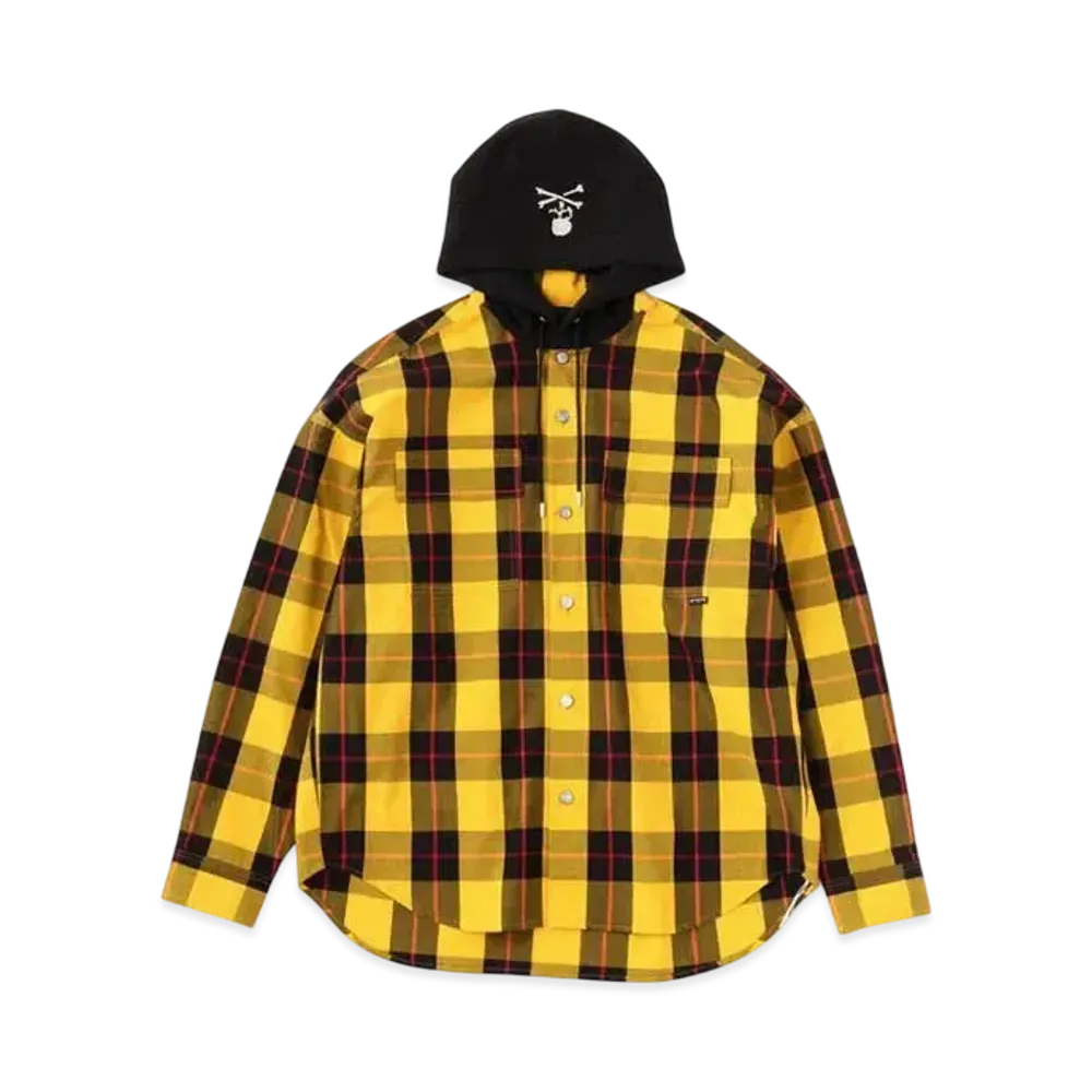 mastermind WORLD Block Plaid LS Hooded Shirt "Yellow (Block Plaid)"
