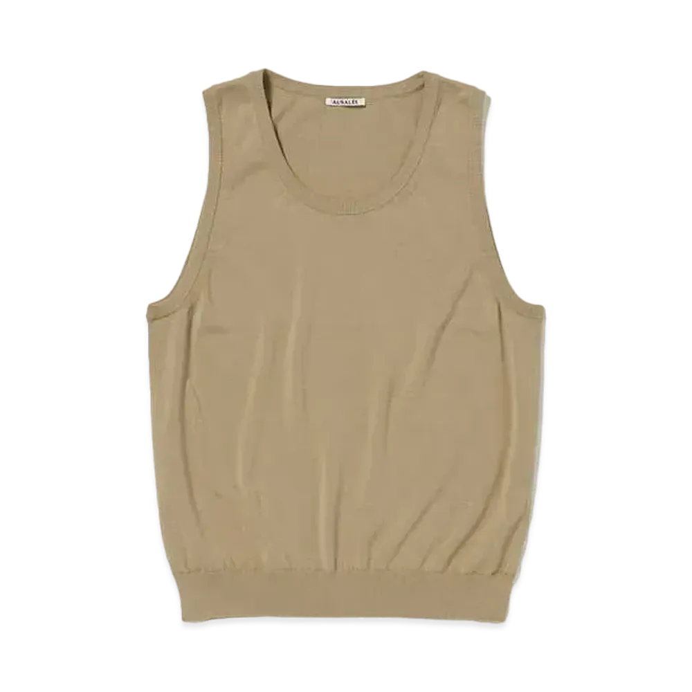 AURALEE Super High Gauge Cotton Knit Tank "Beige"