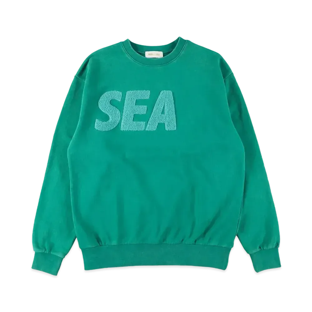 WIND AND SEA Sea Chenille EMB Sulfur Crew Neck "Emerald Green"