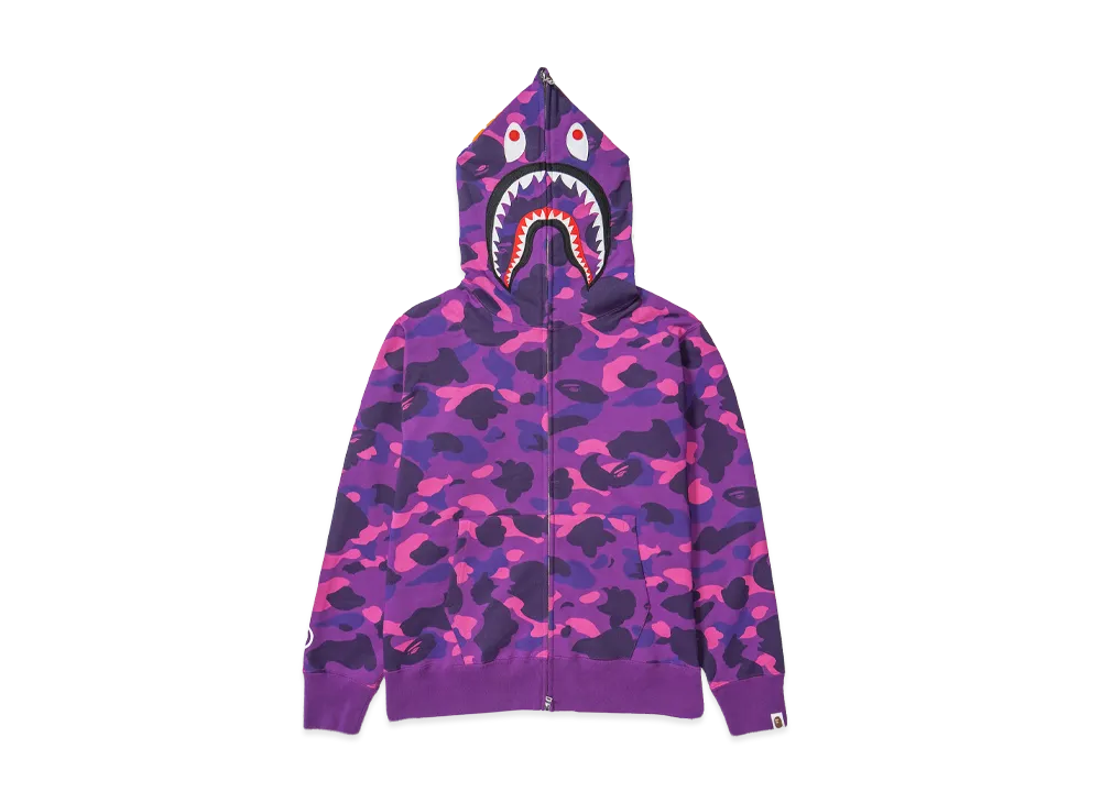 A BATHING APE Color Camo Shark Full Zip Hoodie "Purple"