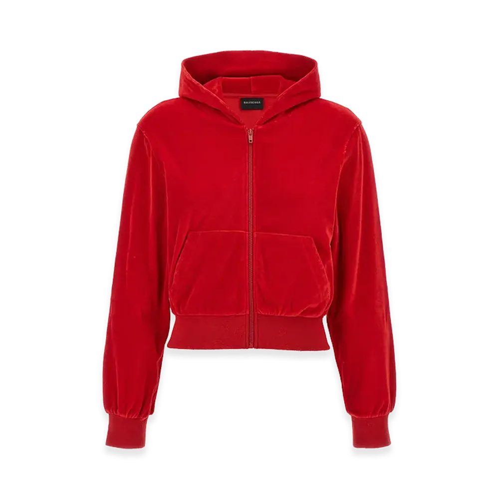 BALENCIAGA Women's Rhinestone Logo Hoodie "Red"