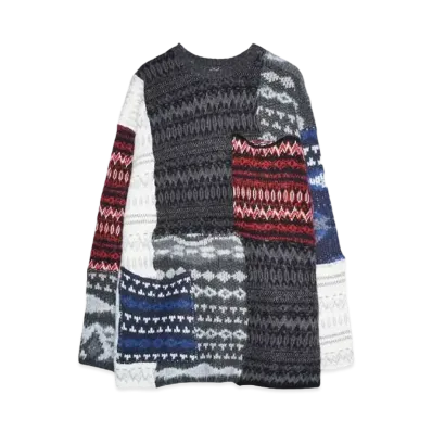 White Mountaineering PATCHWORK PULLOVER KNIT "MULTI"