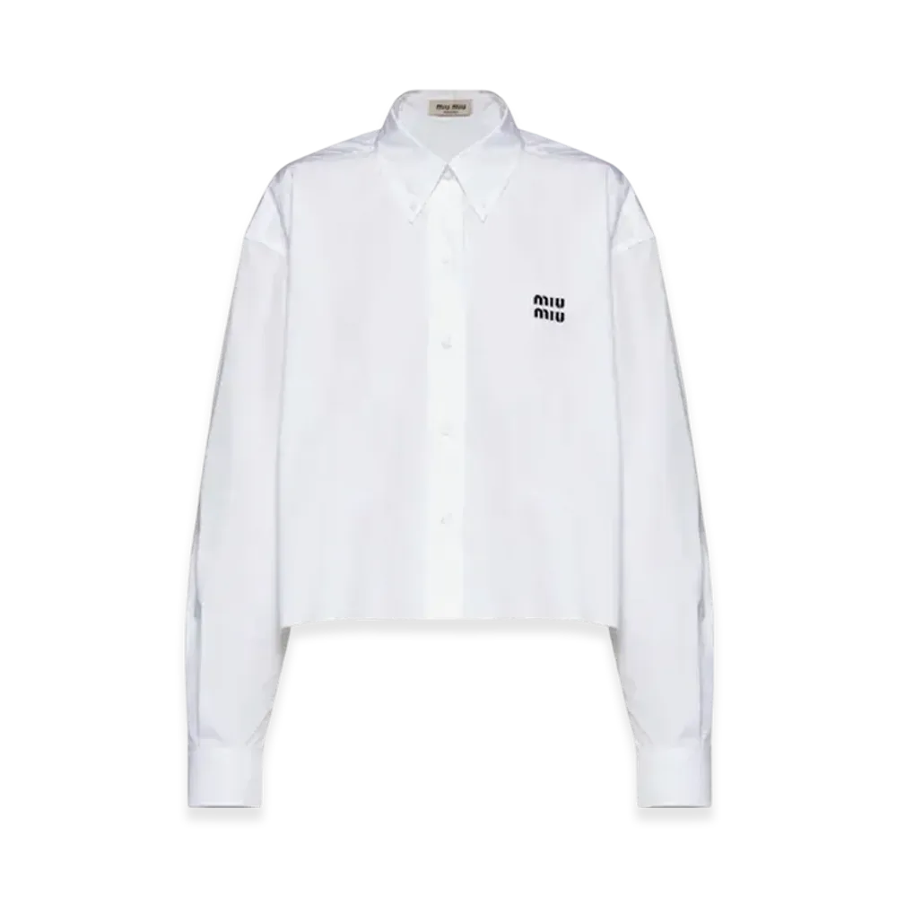 MIU MIU Women's Cropped Poplin Shirt "White"