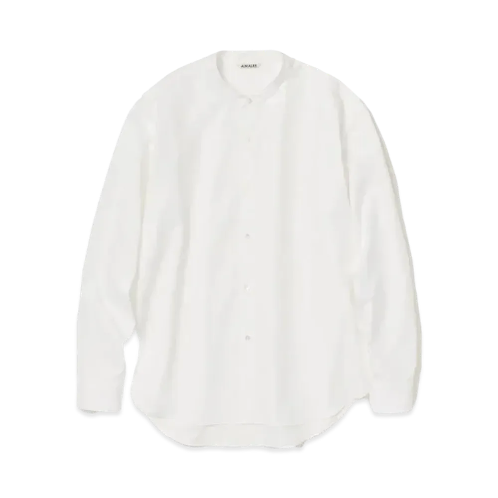 AURALEE High Count Finx Ox Stand Collar Shirt "White"