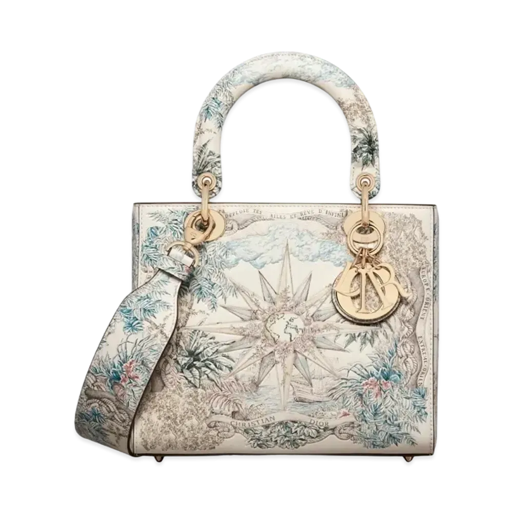 Dior Medium Lady Bag Sbalzo Calfskin Reve Dinfini Motif "Multicolor"