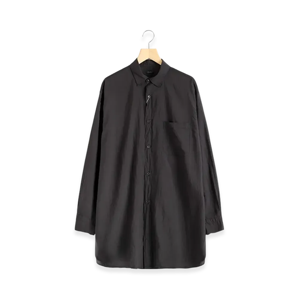 COMOLI Garment Dyed Silk Shirt "Black"