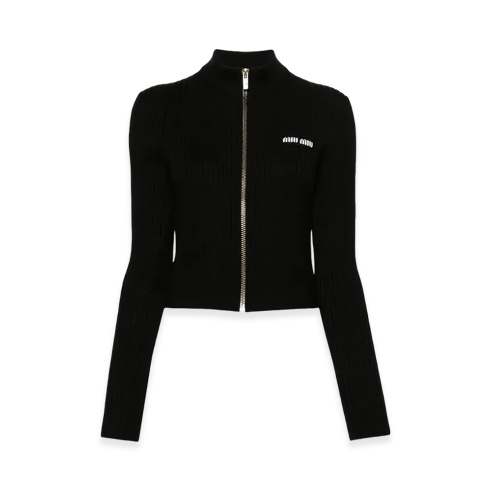 MIU MIU Women's Wool Knit Cardigan "Black"