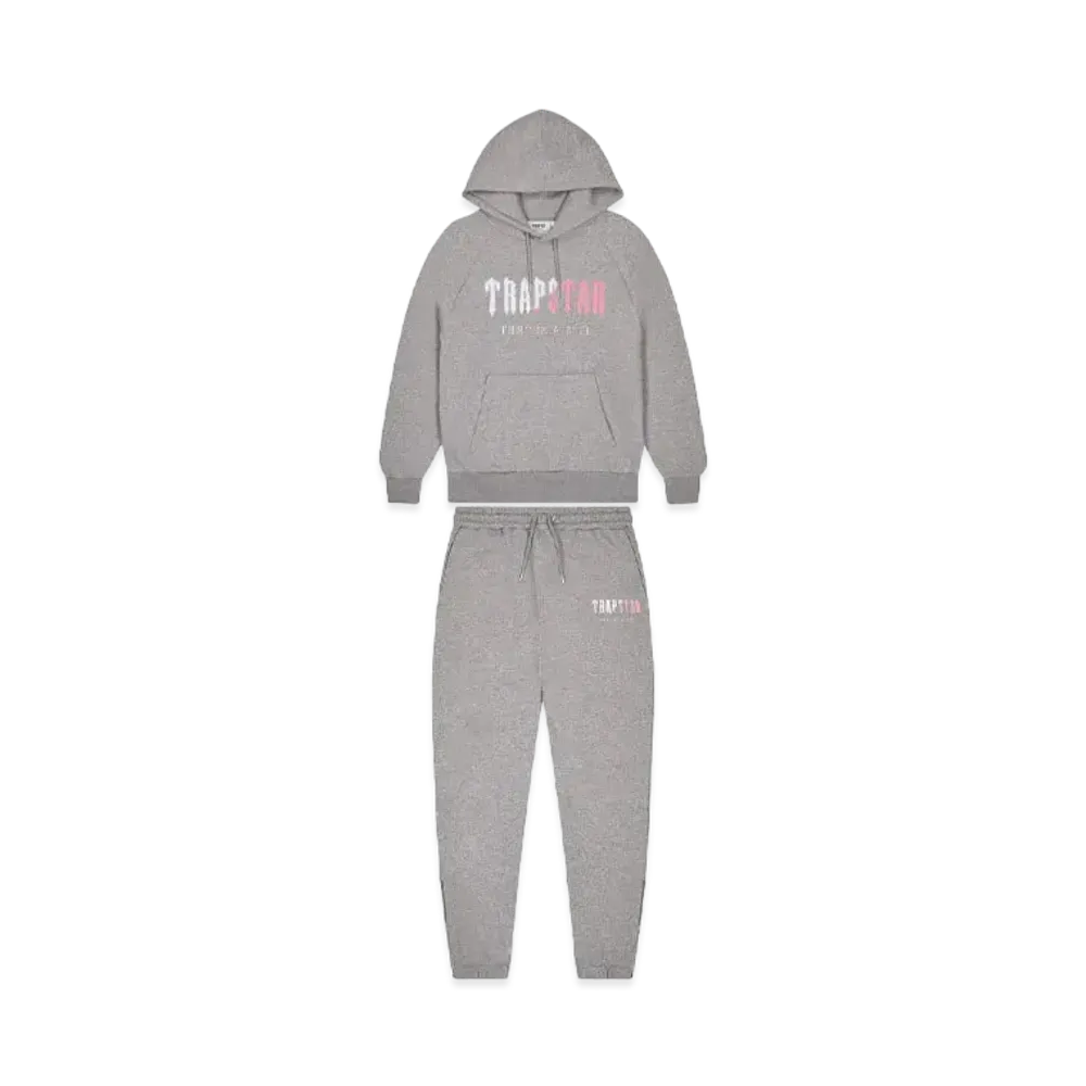 TRAPSTAR Decoded Chenille Hooded Tracksuit "Grey/Pink"