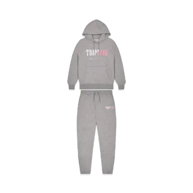TRAPSTAR Decoded Chenille Hooded Tracksuit "Grey/Pink"