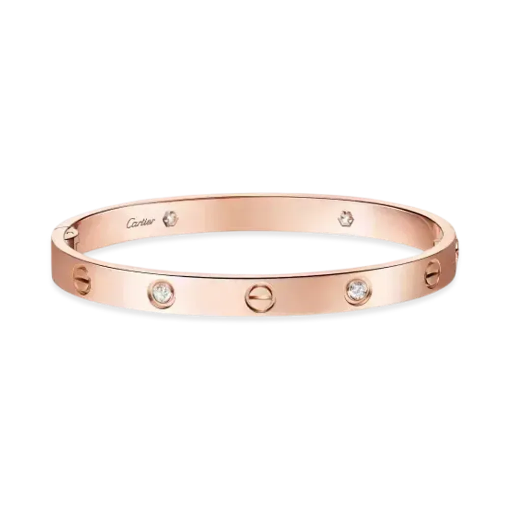 Cartier Love Bracelet Single-Screw Closure Classic Model 4 Diamonds "Pink Gold"