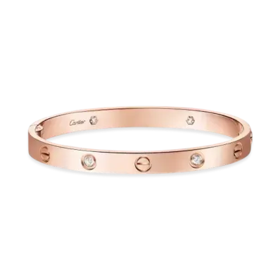 Cartier Love Bracelet Single-Screw Closure Classic Model 4 Diamonds "Pink Gold"