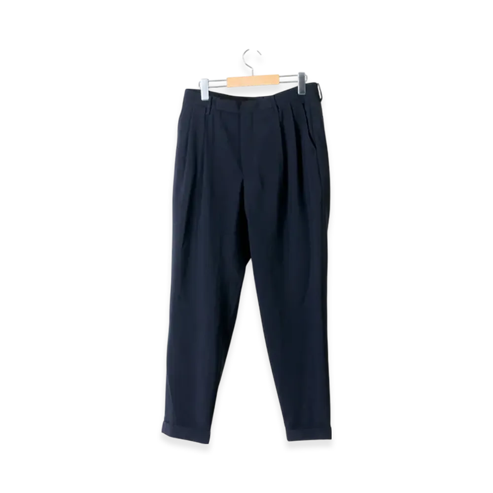 COMOLI Wool 2-Tuck Pants "Navy"