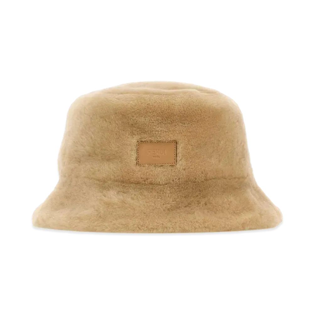 FENDI Women's Shearling Bucket Hat "Beige"