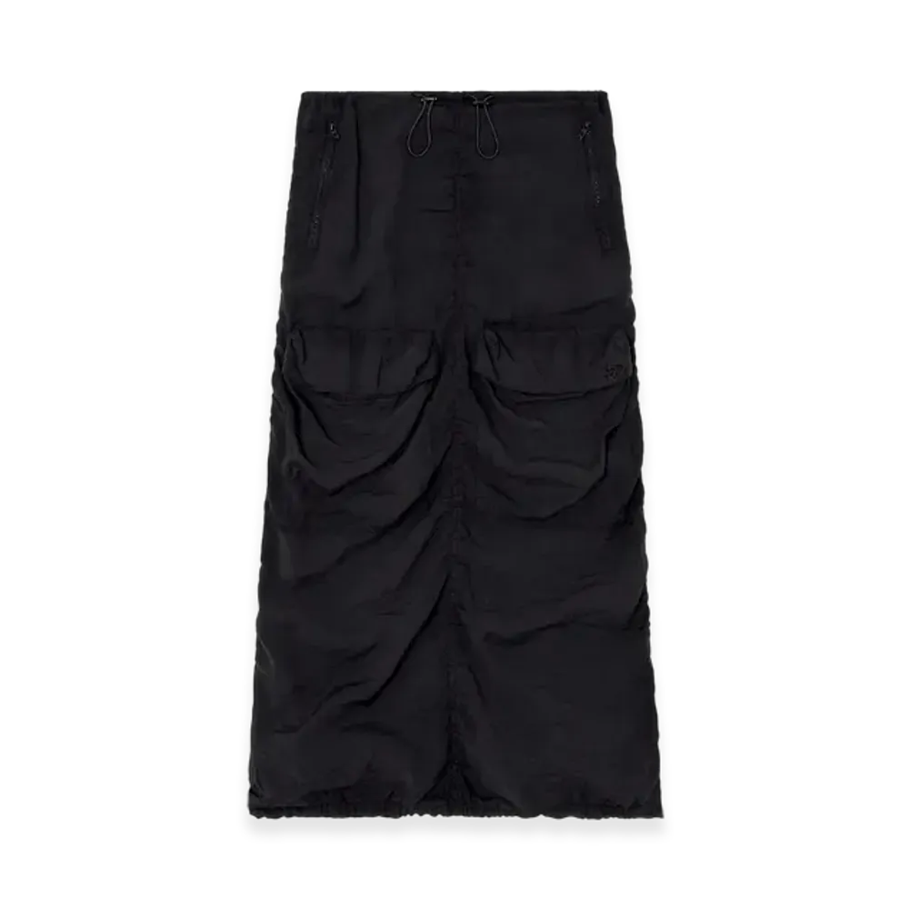 Diesel O-Racle Cargo Midi Skirt In Treated Viscose-Nylon "Black"