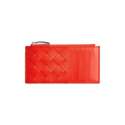 Bottega Veneta Zipped Card Holder "Tomato"