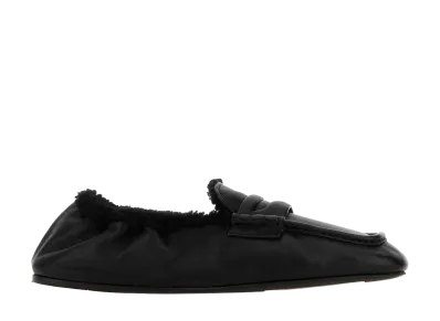 MIU MIU Women's Ruches Nappa Leather Loafers "Black"