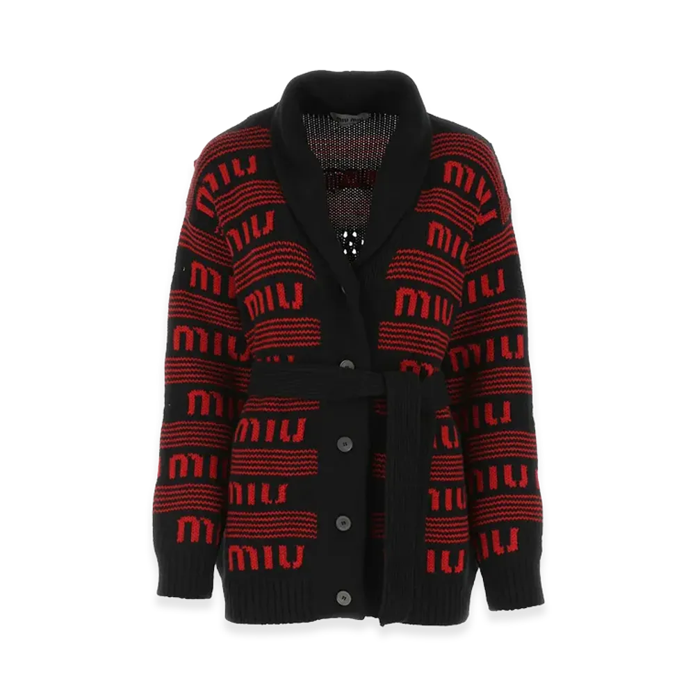 MIU MIU Women's Embroidered Cashmere Oversize Cardigan "Printed"