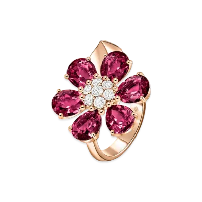 Van Cleef & Arpels Fleurette ring "18K Rose gold/Diamond/Rhodonite"