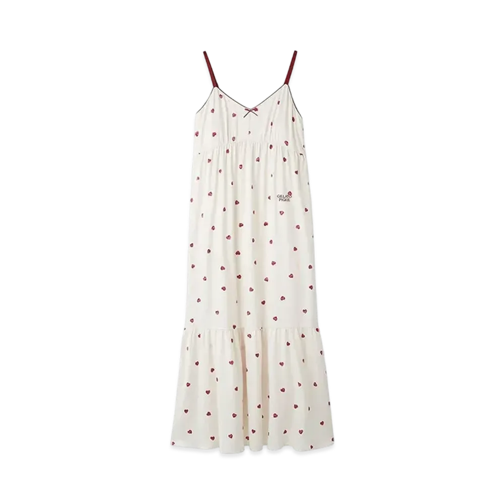 GELATO PIQUE Valentine Heart Pattern Satin Cup-In Dress "Cream"