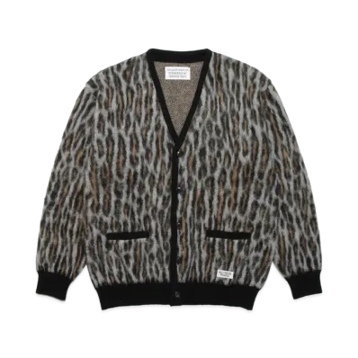 WACKO MARIA LEOPARD MOHAIR KNIT CARDIGAN "Gray"