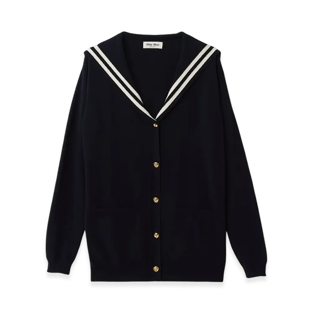 MIU MIU Women's Cashmere Cardigan "Blue/White"
