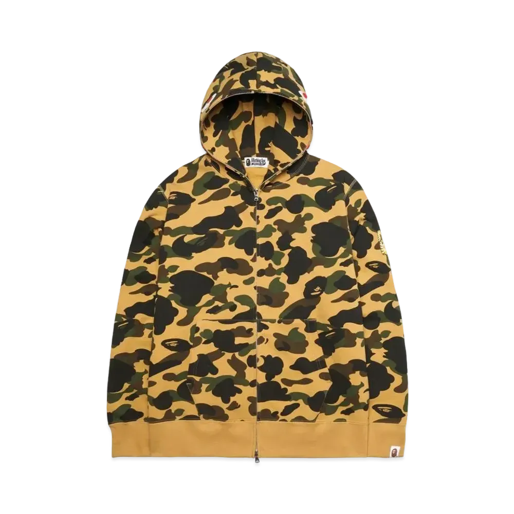 A BATHING APE 1st Camo PONR Shark Full Zip Hoodie "Yellow"