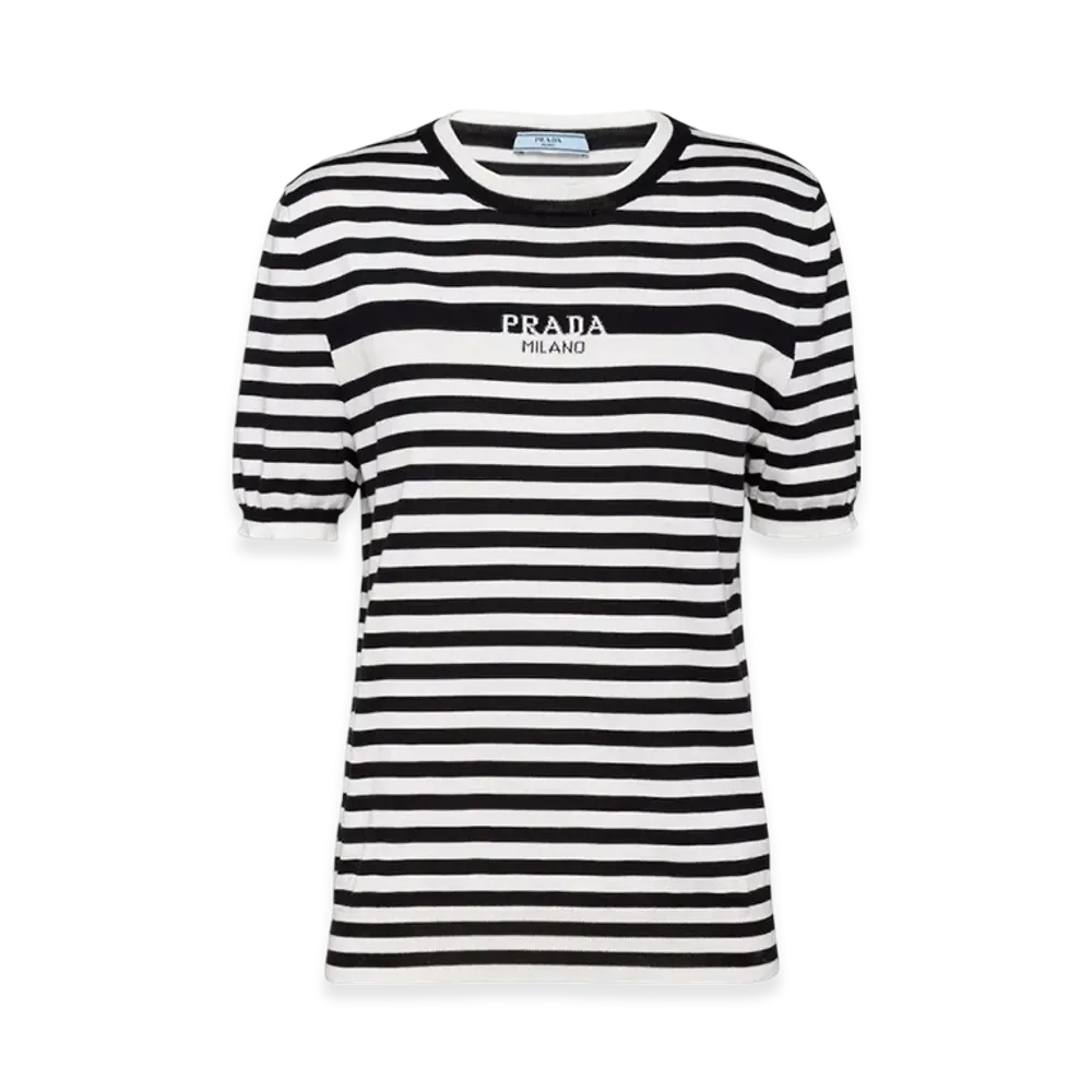 PRADA Women's Cotton T-Shirt "White/Blue"