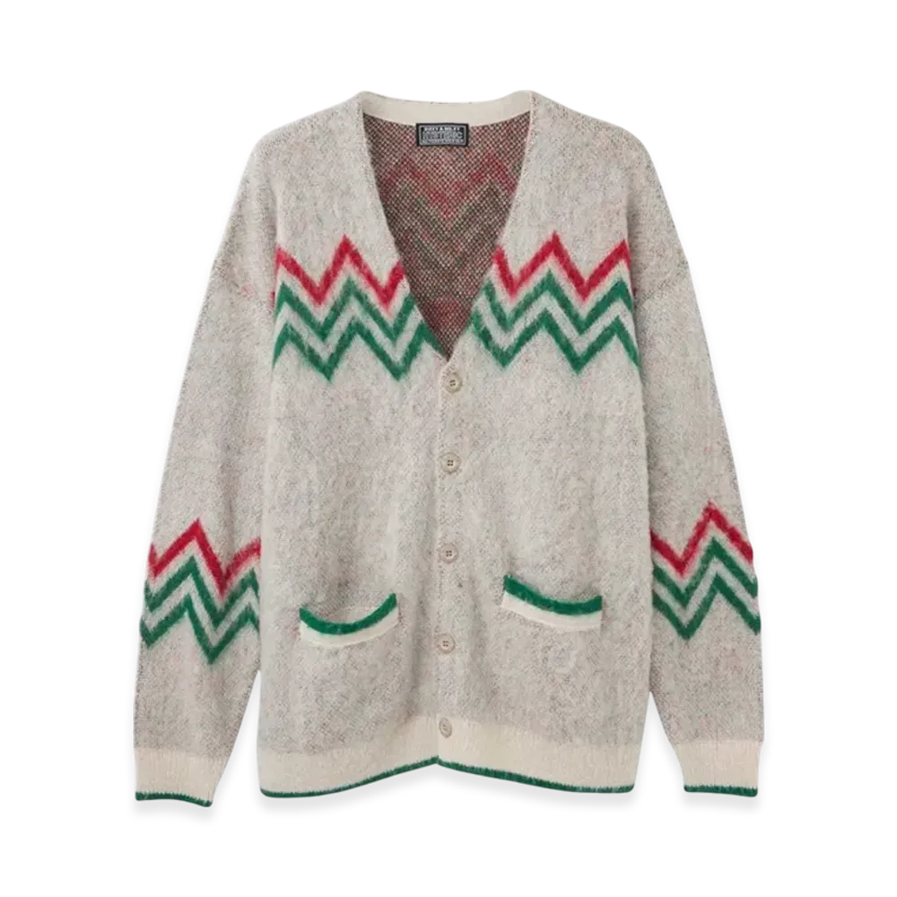 HYSTERIC GLAMOUR Speak No Evil Jacquard Cardigan "White"