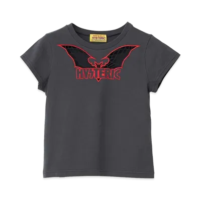 HYSTERIC GLAMOUR Women's Bat Web Embroidered Baby Tee "Black"