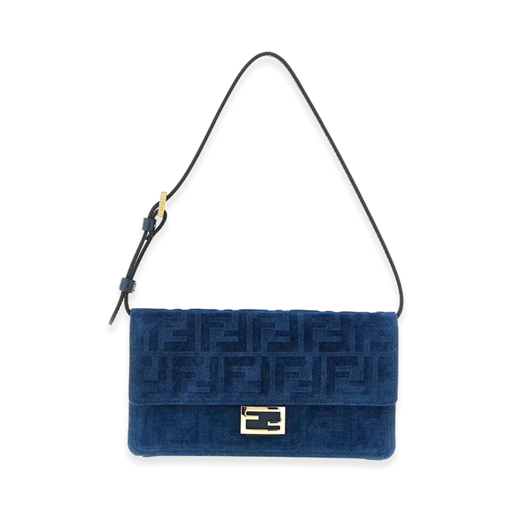FENDI Women's Baguette Shoulder Wallet On Chain "Blue"