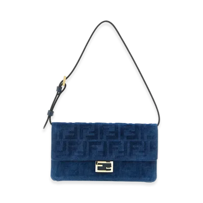 FENDI Women's Baguette Shoulder Wallet On Chain "Blue"
