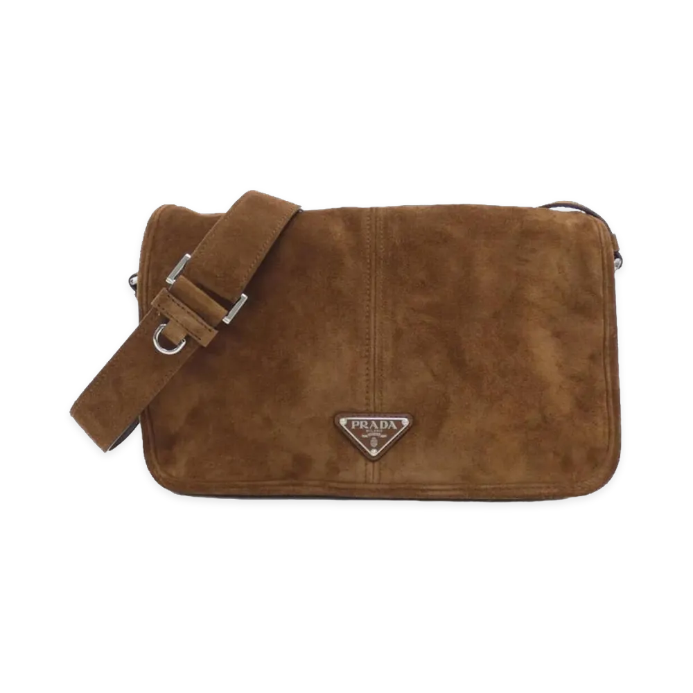 PRADA Soft Lux Leather Shoulder Bag "Cacao"