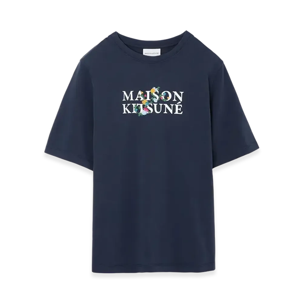 Maison Kitsune Flowers Comfort T-Shirt "Ink Blue"