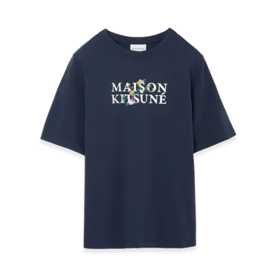 Maison Kitsune Flowers Comfort T-Shirt "Ink Blue"