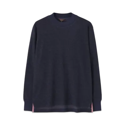 Paul Smith Crater Pile Mock Neck Cut And Sew "Navy"