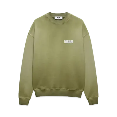 MSGM Jersey Sweatshirt With Reflective Logo "Military Green"
