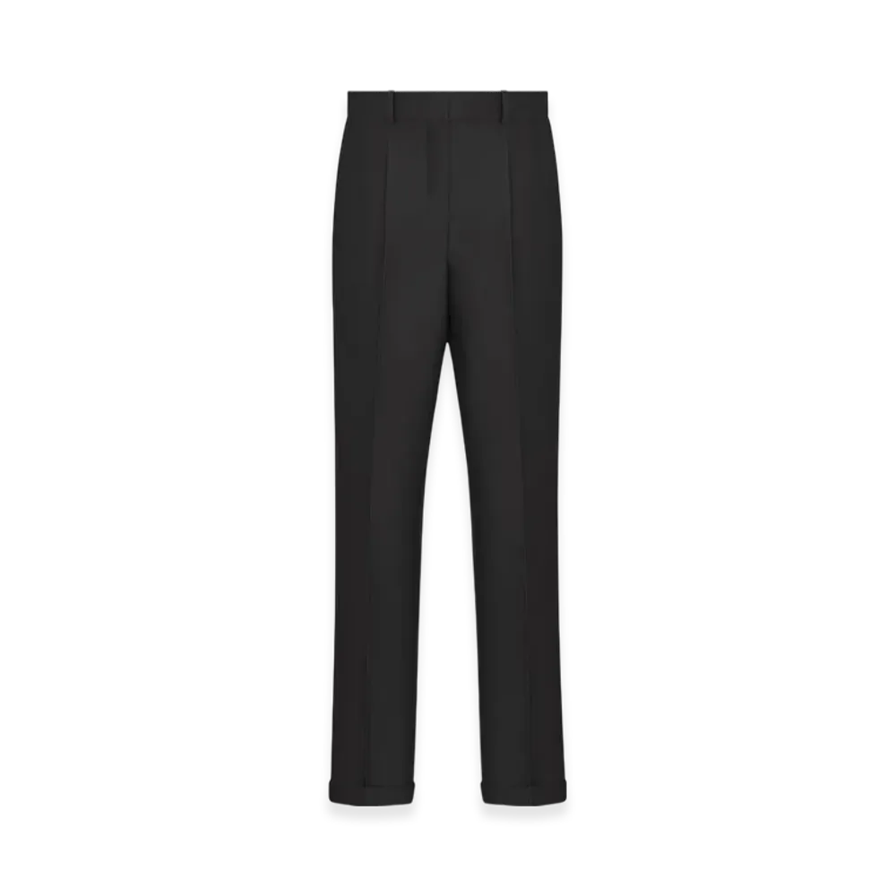 Dior Women's Wool and Silk Shantung Fitted Pants "Black"