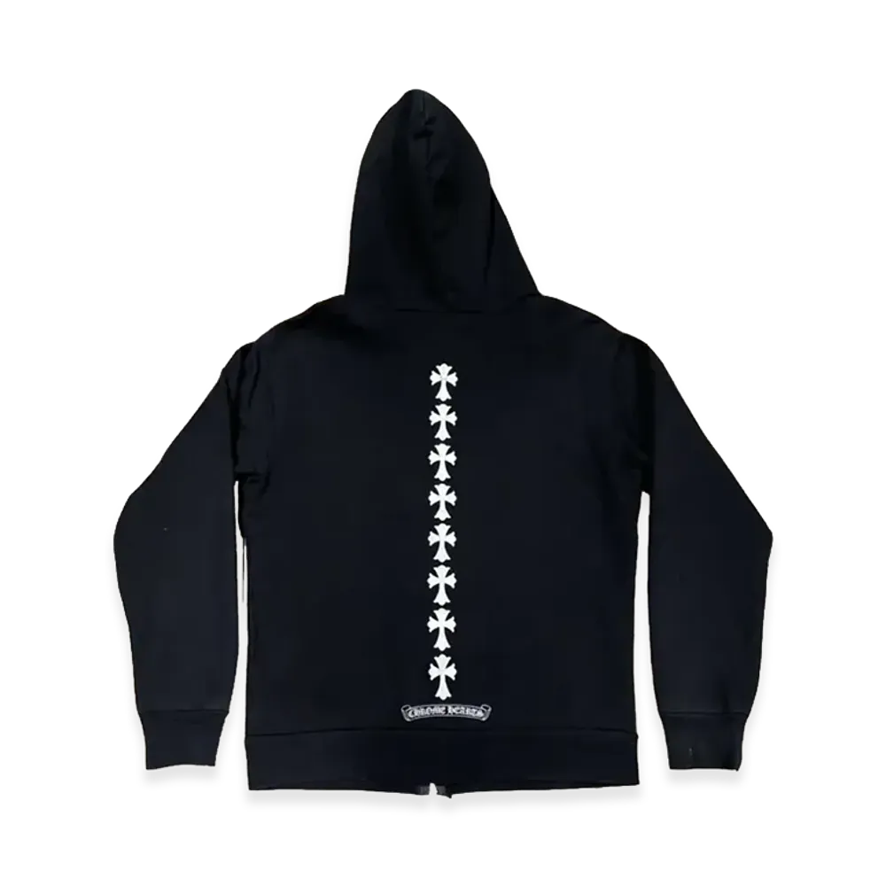 Chrome Hearts Triple Cross Logo Zip Up Hoodie "Black"