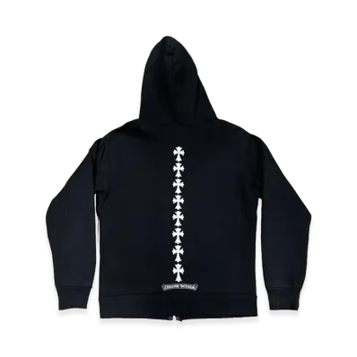 Chrome Hearts Triple Cross Logo Zip Up Hoodie "Black"